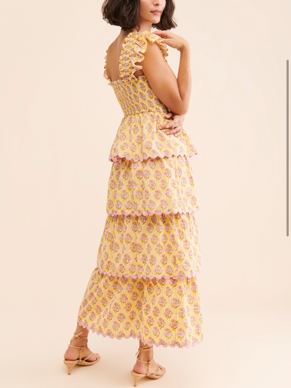 SAYLOR teodora tiered Yellow Floral Maxi Dress